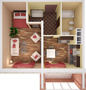 Пример планировки 1-комнатной квартиры.