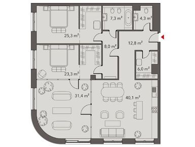 Планировки 2-к. апартаменты в Клубный дом Magnum (Магнум)
