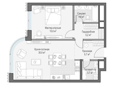 1-комнатная 67.20 кв.м, Дом «Лаврушинский», 169 650 000 руб.