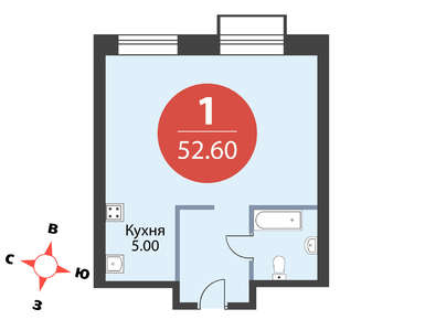 1-комнатная 52.60 кв.м, ЖК «Лайм», 22 087 120 руб.