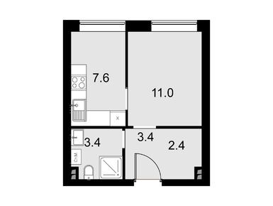 1-комнатные 27.80 кв.м, Дом Malevich, 8 645 800 руб.