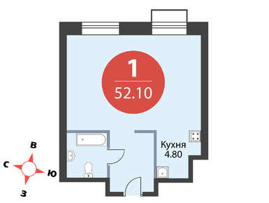 1-комнатная 52.10 кв.м, ЖК «Лайм», 21 877 680 руб.