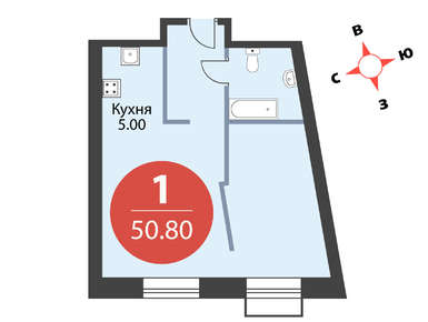 1-комнатная 50.80 кв.м, ЖК «Лайм», 21 104 000 руб.