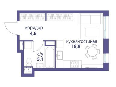 1-комнатная 28.60 кв.м, Жилой квартал «Символ», 16 239 080 руб.