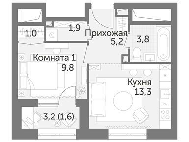 1-комнатная 36.60 кв.м, ЖК «Режиссер», 28 533 360 руб.