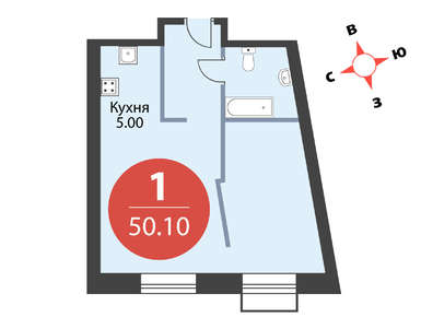 1-комнатная 50.10 кв.м, ЖК «Лайм», 19 438 900 руб.