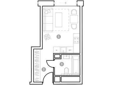 Планировки студии-апартаменты в Апарт-комплекс «ФизтехСити»