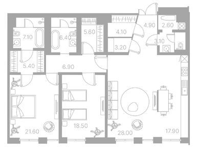 2-комнатные 135.00 кв.м, Клубный дом Duo, 305 775 000 руб.