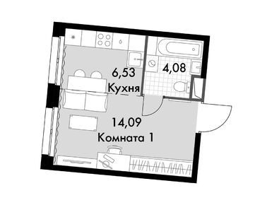 1-комнатные 24.70 кв.м, Апарт-комплекс «Движение. Говорово», 6 204 640 руб.