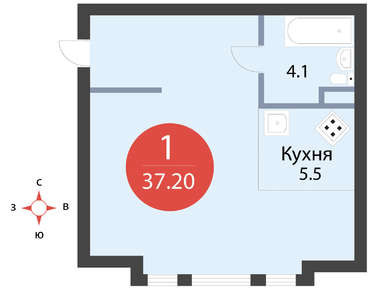 1-комнатная 37.20 кв.м, Район «Новые Ватутинки», 9 922 660 руб.