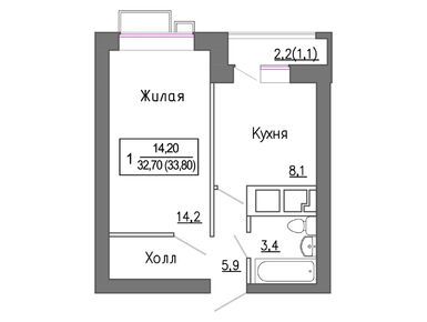 1-комнатная 32.15 кв.м, ЖК «Новое Замитино», 5 322 435 руб.