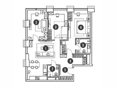 Планировки 4-к. апартаменты в Комплекс апартаментов «Мираполис»