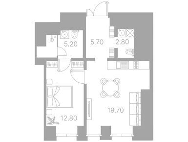1-комнатные 46.00 кв.м, Клубный дом Duo, 101 640 000 руб.