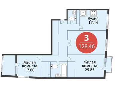 3-комнатная 130.40 кв.м, ЖК «Геометрия» (на Душинской улице), 39 170 000 руб.