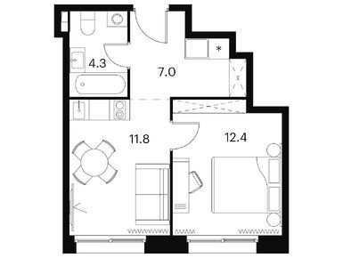 Планировки 2-к. апартаменты в Апарт-комплекс «Аквилон Signal» (Аквилон Сигнал)