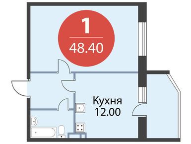 1-комнатная 48.40 кв.м, ЖК «Первый Зеленоградский», 9 015 032 руб.