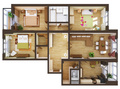 Типовая планировка четырехкомнатной квартиры.