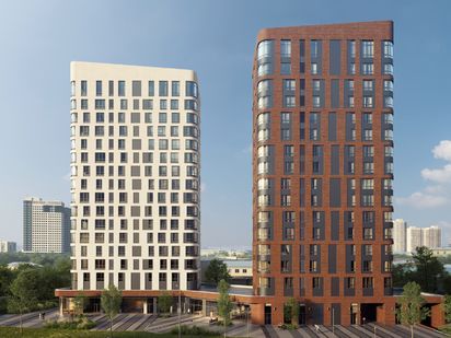 Проект предполагает строительство двух 16-этажных корпусов, соединённых стилобатом Апарт-комплекс Monodom FAMILY (Монодом Фэмили)|Новострой-М