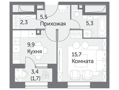 1-комнатная 40.40 кв.м, ЖК «Режиссер», 29 698 040 руб.