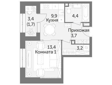 1-комнатная 36.30 кв.м, ЖК «Режиссер», 30 404 880 руб.
