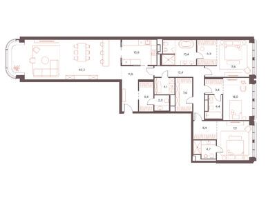 Планировки 4-к. апартаменты в Саввинская 27