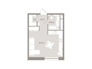 Планировки студии-апартаменты в Артаменты D`oro Mille