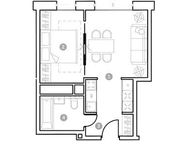 Планировки 2-к. апартаменты в Апарт-комплекс «ФизтехСити»