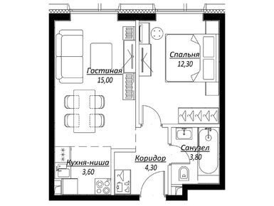 Планировки 1-к. апартаменты в Комплекс апартаментов SLAVA (Слава)