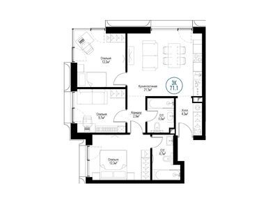 Планировки 3-к. апартаменты в ЖК «Метрополия»