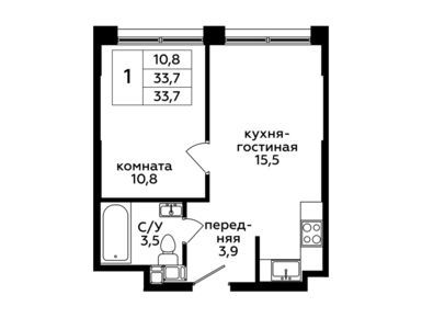 Планировки 1-к. апартаменты в Сити-комплекс «Мята»