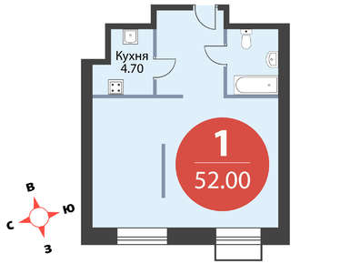 1-комнатная 52.00 кв.м, ЖК «Лайм», 20 194 300 руб.