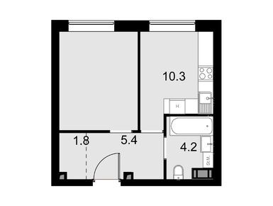 1-комнатные 33.50 кв.м, Дом Malevich, 9 614 500 руб.
