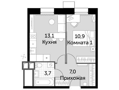 1-комнатные 34.70 кв.м, Апарт-комплекс «Движение. Тушино», 12 309 131 руб.