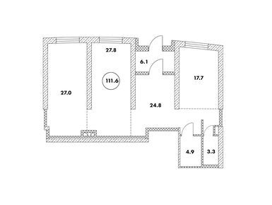2-комнатные 111.60 кв.м, МФК «Флотилия», 23 151 200 руб.