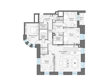4-комнатная 176.60 кв.м, Клубный дом «Чистые Пруды», 334 840 000 руб.