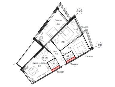 Планировки 4-к. апартаменты в Клубный дом «Рублево»