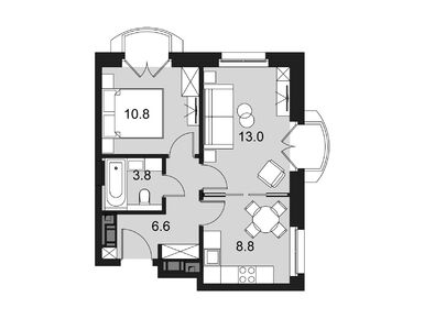 Планировки 2-к. апартаменты в Апарт-комплекс Wellton SPA Residence