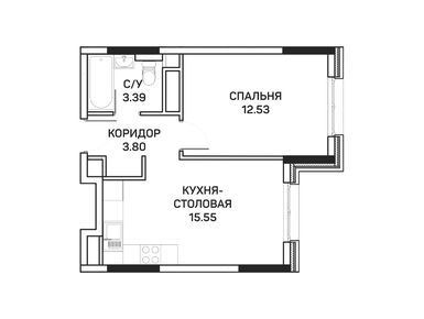 Планировки 1-к. апартаменты в Апарт-комплекс Clementine (Клементин)
