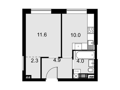 1-комнатные 32.80 кв.м, Дом Malevich, 9 577 600 руб.