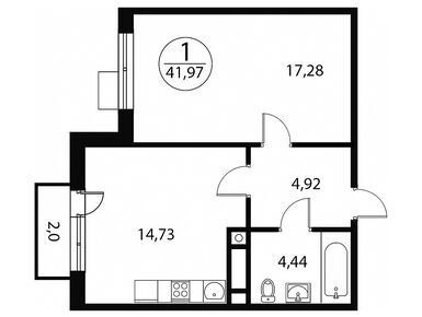 1-комнатная 41.97 кв.м, ЖК «Катуар», 5 351 175 руб.