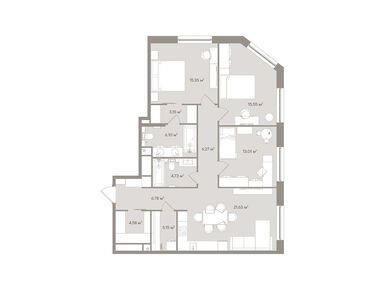 Планировки 4-к. апартаменты в Артаменты D`oro Mille
