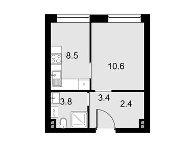 1-комнатные 28.70 кв.м, Дом Malevich, 8 782 200 руб.