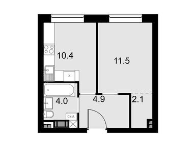 1-комнатные 32.90 кв.м, Дом Malevich, 9 475 200 руб.
