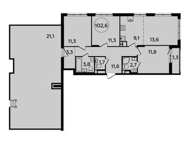 4-комнатная 102.60 кв.м, ЖК «Испанские кварталы», 25 995 086 руб.