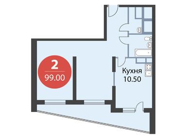 2-комнатные 99.00 кв.м, МФК «Флотилия», 21 236 000 руб.