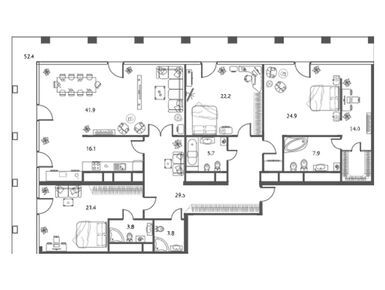 Планировки 4-к. апартаменты в ЖК West Tower (Вест Тауэр)