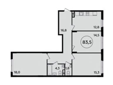 3-комнатная 83.50 кв.м, ЖК «Испанские кварталы», 20 504 026 руб.