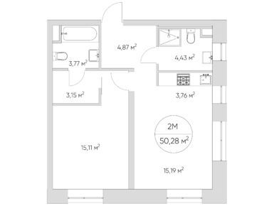 Планировки 2-к. апартаменты в Комплекс апартаментов N’ICE LOFT (Найс Лофт)