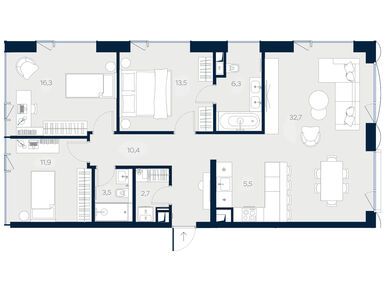 Планировки 3-к. апартаменты в Дом Logos (Логос)