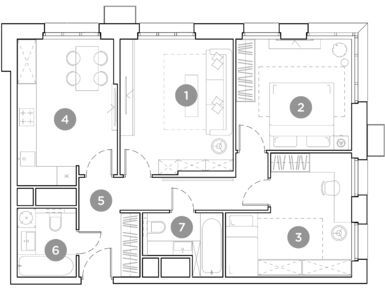Планировки 3-к. апартаменты в ЖК «Гоголь Парк»